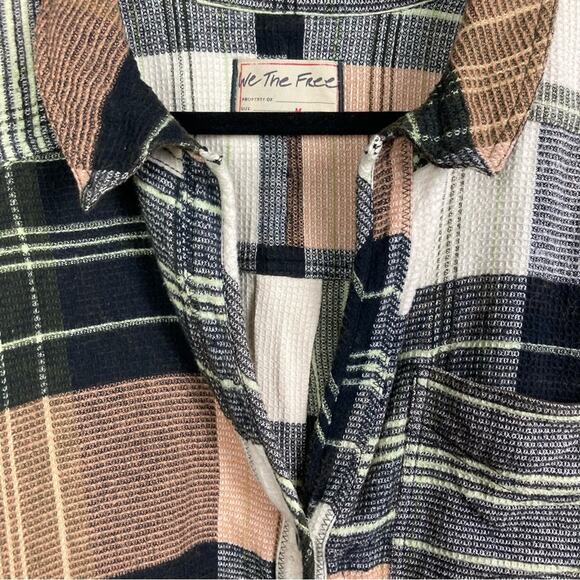 Free People shirt jacket Medium Cozy in Plaid top black oversized grunge chore - Picture 5 of 11